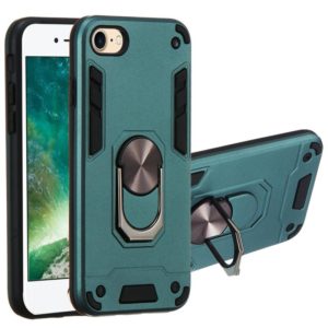 For iPhone SE 2022 / SE 2020 / 8 / 7 2 in 1 Armour Series PC + TPU Protective Case with Ring Holder(Dark Green) (OEM)