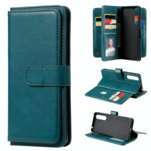For Sony Xpeira 1 II Multifunctional Magnetic Copper Buckle Horizontal Flip Solid Color Leather Case with 10 Card Slots & Wallet & Holder & Photo Frame(Dark Green) (OEM)
