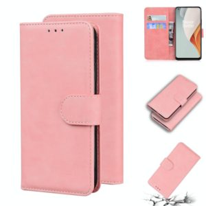 For OnePlus Nord N100 Skin Feel Pure Color Flip Leather Phone Case(Pink) (OEM)