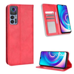 For TCL 30 5G / 30+ Magnetic Buckle Retro Texture Leather Phone Case(Red) (OEM)