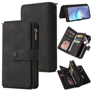 For Motorola Moto G50 Skin Feel PU + TPU Horizontal Flip Leather Case With Holder & 15 Cards Slot & Wallet & Zipper Pocket & Lanyard(Black) (OEM)