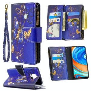For Xiaomi Redmi Note 9 Pro Colored Drawing Pattern Zipper Horizontal Flip Leather Case with Holder & Card Slots & Wallet(Purple Butterfly) (OEM)