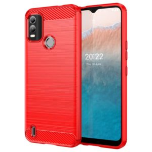 For Nokia C21 Plus Brushed Texture Carbon Fiber TPU Phone Case(Red) (OEM)
