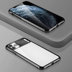 For iPhone 12 mini Sliding Lens Cover Mirror Design Four-corner Shockproof Magnetic Metal Frame Double-sided Tempered Glass Case (Black) (OEM)