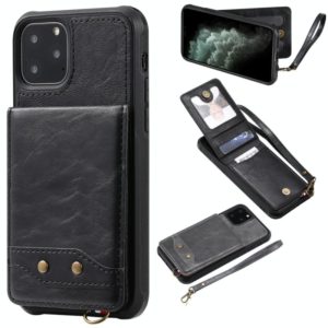 For iPhone 11 Pro Vertical Flip Shockproof Leather Protective Case with Short Rope, Support Card Slots & Bracket & Photo Holder & Wallet Function(Black) (OEM)