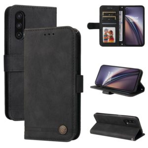 For OnePlus Nord CE 5G Skin Feel Life Tree Metal Button Horizontal Flip Leather Case with Holder & Card Slot & Wallet & Photo Frame & Strap(Black) (OEM)