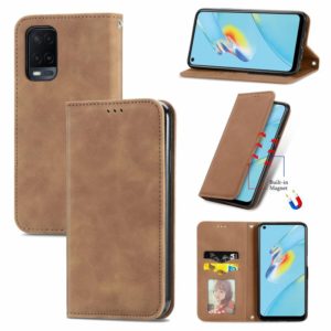 For OPPO A54 4G Retro Skin Feel Business Magnetic Horizontal Flip Leather Case With Holder & Card Slots & Wallet & Photo Frame(Brown) (OEM)
