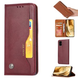 For Galaxy S20+ Knead Skin Texture Horizontal Flip Leather Case with Photo Frame & Holder & Card Slots & Wallet(Wine Red) (OEM)