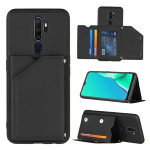 For OPPO A9 2020 Skin Feel PU + TPU + PC Back Cover Shockproof Case with Card Slots & Holder & Photo Frame(Black) (OEM)