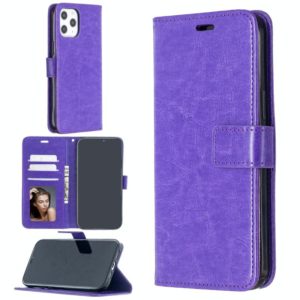 For iPhone 12 Pro Max Crazy Horse Texture Horizontal Flip Leather Case with Holder & Card Slots & Wallet & Photo Frame(Purple) (OEM)