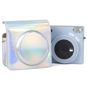 For FUJIFILM instax Square SQ1 Aurora Colorful PU Leather Camera Case Bag with Strap(Silver) (OEM)