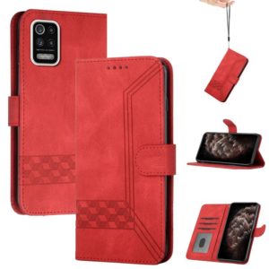 For LG K52 Cubic Skin Feel Flip Leather Phone Case(Red) (OEM)