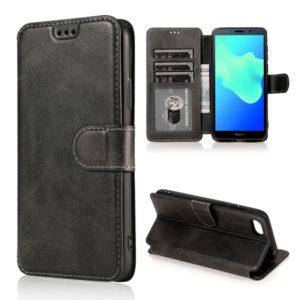 For Huawei Y5 2018 Calf Texture Magnetic Buckle Horizontal Flip Leather Case with Holder & Card Slots & Wallet & Photo Frame(Black) (OEM)