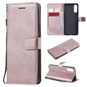 For Sony Xperia 10 II Solid Color Horizontal Flip Protective Leather Case with Holder & Card Slots & Wallet & Photo Frame & Lanyard(Rose Gold) (OEM)