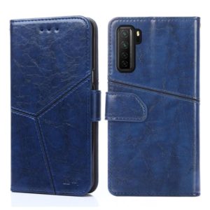 For Huawei P40 lite 5G Geometric Stitching Horizontal Flip TPU + PU Leather Case with Holder & Card Slots & Wallet(Blue) (OEM)