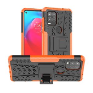For Motorola Moto G Stylus 5G Tire Texture Shockproof TPU+PC Protective Case with Holder(Orange) (OEM)