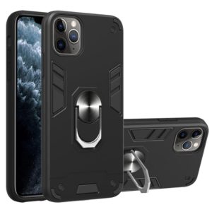 For iPhone 11 Pro Max 2 in 1 Armour Series PC + TPU Protective Case with Ring Holder(Black) (OEM)