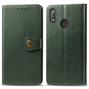 Retro Solid Color Leather Buckle Mobile Phone Protection Leather Case with Lanyard & Photo Frame & Card Slot & Wallet & Bracket Function for OPPO Realme 3 Pro(Green) (OEM)