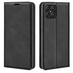 For Honor X8 Retro-skin Magnetic Suction Leather Phone Case(Black) (OEM)