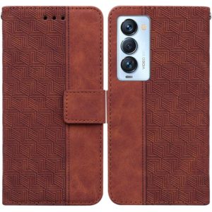 For Tecno Camon 18 Premier Geometric Embossed Leather Phone Case(Brown) (OEM)