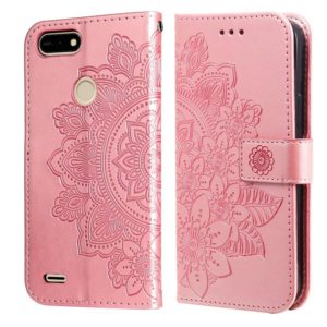 7-petal Flowers Embossing Pattern Horizontal Flip PU Leather Case with Holder & Card Slots & Wallet & Photo Frame For Tecno Pop 2 F / Pop 2 Power(Rose Gold) (OEM)