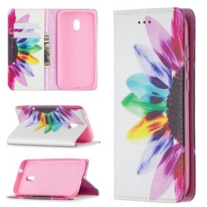 For Nokia C1 Plus Colored Drawing Pattern Invisible Magnetic Horizontal Flip PU Leather Case with Holder & Card Slots & Wallet(Sun Flower) (OEM)