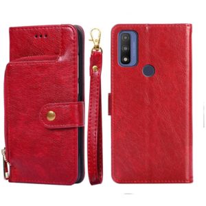 For Motorola G Pure Zipper Bag PU + TPU Horizontal Flip Leather Case(Red) (OEM)