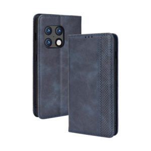 For OnePlus 10 Pro 5G Magnetic Buckle Retro Texture Leather Phone Case(Blue) (OEM)
