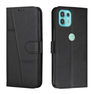 For Motorola Edge 20 Lite Stitching Calf Texture Buckle Leather Phone Case(Black) (OEM)