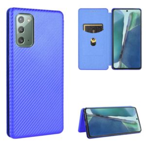 For Samsung Galaxy Note20 Carbon Fiber Texture Horizontal Flip TPU + PC + PU Leather Case with Card Slot(Blue) (OEM)