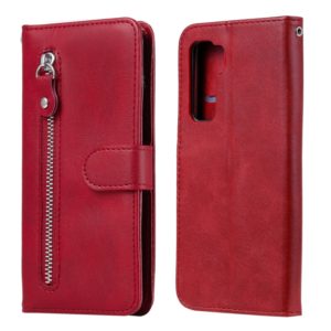 For Huawei P40 Lite (5G) / Nova 7 SE Fashion Calf Texture Zipper Horizontal Flip Leather Case with Stand & Card Slots & Wallet Function(Red) (OEM)