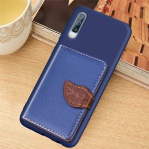 Litchi Pattern Card Bag Wallet Bracket + TPU Phone Case with Card Slot Wallet Bracket Function For Samsung A70(Blue) (OEM)