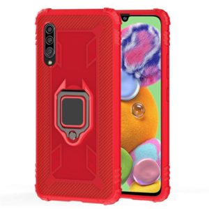 For Galaxy A90 5G Carbon Fiber Protective Case with 360 Degree Rotating Ring Holder(Red) (OEM)