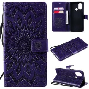 For OnePlus Nord N100 Sun Embossing Pattern Horizontal Flip Leather Case with Card Slot & Holder & Wallet & Lanyard(Purple) (OEM)