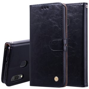 Business Style Oil Wax Texture Horizontal Flip Leather Case for Galaxy A30, with Holder & Card Slots & Wallet(Black) (OEM)