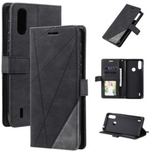 For Motorola Moto E7 Power Skin Feel Splicing Horizontal Flip Leather Case with Holder & Card Slots & Wallet & Photo Frame(Black) (OEM)