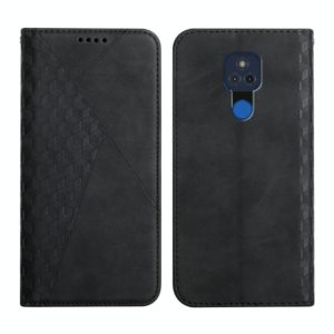 For Motorola Moto G Play 2021 Diamond Pattern Splicing Skin Feel Magnetic Horizontal Flip Leather Case with Card Slots & Holder & Wallet(Black) (OEM)