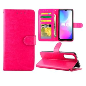 For Vivo Y73S Crazy Horse Texture Leather Horizontal Flip Protective Case with Holder & Card Slots & Wallet & Photo Frame(Magenta) (OEM)