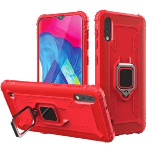 For Samsung Galaxy A10 / M10 Carbon Fiber Protective Case with 360 Degree Rotating Ring Holder(Red) (OEM)