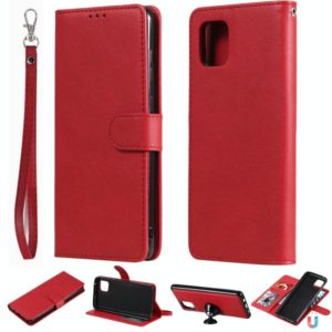 For Samsung Galaxy A81 / Note 10 Lite 2 in 1 Solid Color Detachable PU Leather Case with Card Slots & Magnetic Holder & Photo Frame & Wallet & Strap(Red) (OEM)