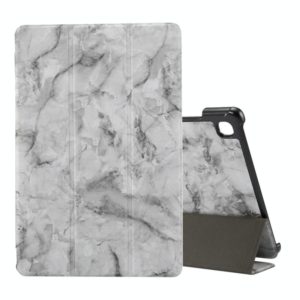 For Samsung Galaxy Tab A7 T505 Marble Texture Pattern Horizontal Flip Leather Case, with Three-folding Holder & Sleep / Wake-up(Black Gray) (OEM)