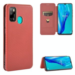 For Ulefone Note 9P Carbon Fiber Texture Horizontal Flip TPU + PC + PU Leather Case with Card Slot(Brown) (OEM)