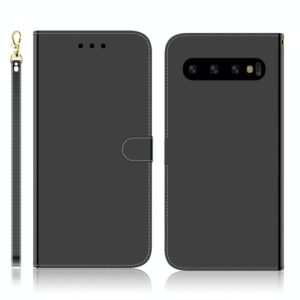For Galaxy S10+ Imitated Mirror Surface Horizontal Flip Leather Case with Holder & Card Slots & Wallet & Lanyard(Black) (OEM)