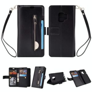 For Samsung Galaxy S9 Multifunctional Zipper Horizontal Flip Leather Case with Holder & Wallet & 9 Card Slots & Lanyard(Black) (OEM)