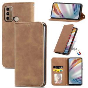 For Motorola Moto G60 Retro Skin Feel Business Magnetic Horizontal Flip Leather Case with Holder & Card Slots & Wallet & Photo Frame(Brwon) (OEM)