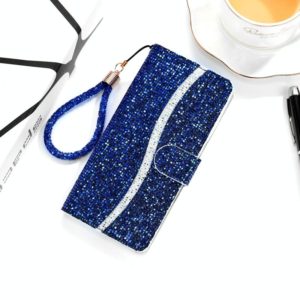 For Google Pixel 4a 5G Glitter Powder Horizontal Flip Leather Case with Card Slots & Holder & Lanyard(Blue) (OEM)