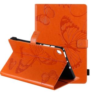 For Samsung Galaxy S6 Lite P610 Pressed Printing Butterfly Pattern Horizontal Flip Leather Case with Holder & Card Slots & Wallet & Sleep / Wake-up Function (Orange) (OEM)