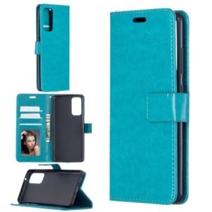 For Samsung Galaxy S20 FE Crazy Horse Texture Horizontal Flip Leather Case with Holder & Card Slots & Wallet & Photo Frame(Blue) (OEM)