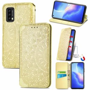 For Blackview A90 Blooming Mandala Embossed Pattern Magnetic Horizontal Flip Leather Case with Holder & Card Slots & Wallet(Yellow) (OEM)