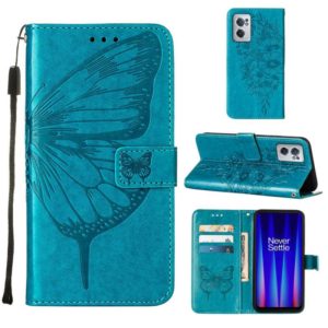 For OnePlus Nord CE 2 5G Embossed Butterfly Leather Phone Case(Blue) (OEM)